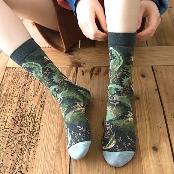 4 Pairs Women's Oil Painting Art Socks - Picture 3 of 4